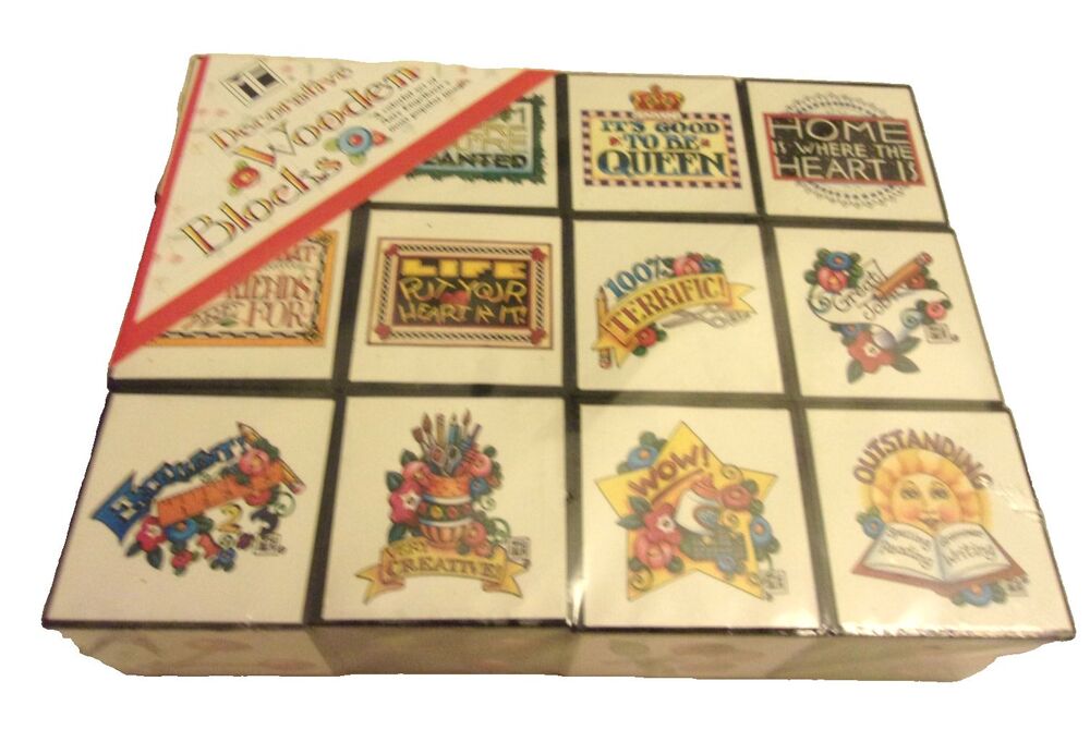 Mary Engelbreit 12 Wooden Blocks New in Sealed Package 1999